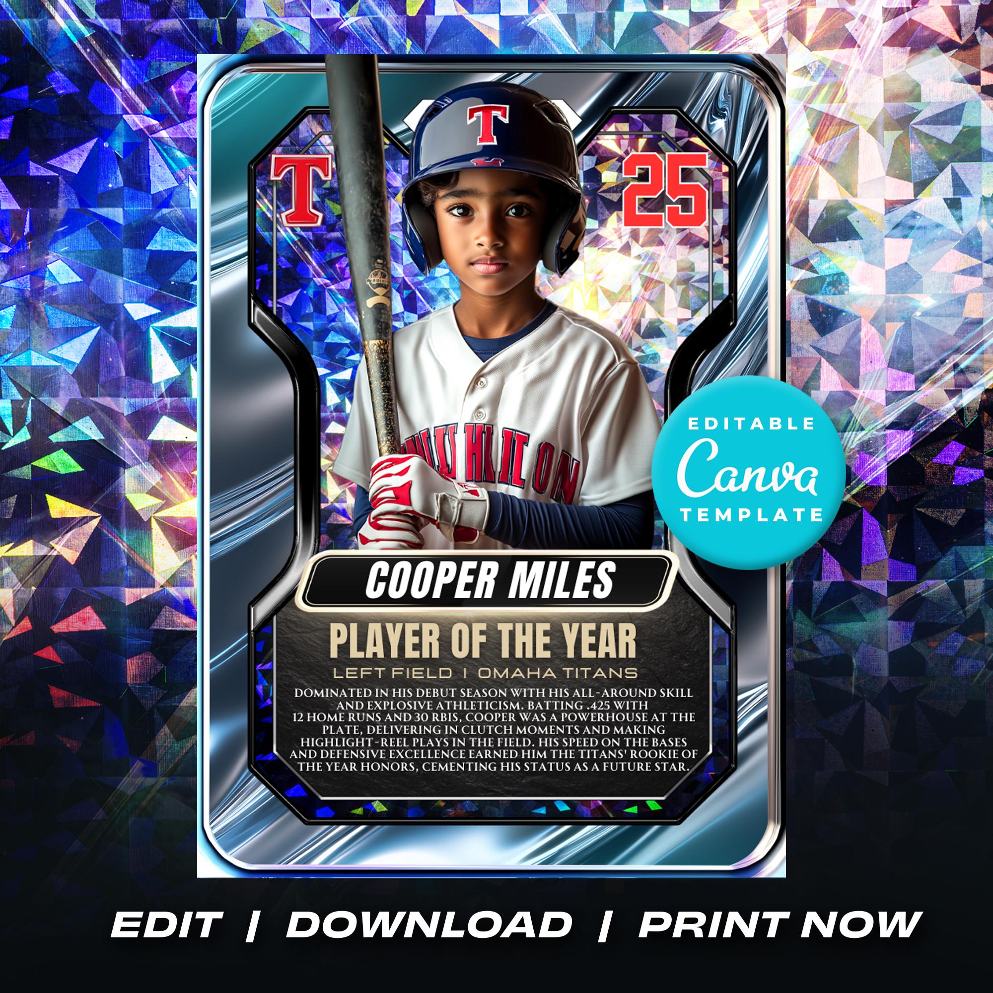 Baseball Trading Card Template Editable Player Card Customizable DIY ...