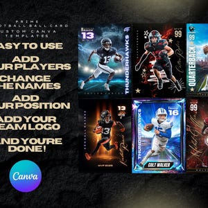 Custom Football Cards Canva Template Bundle Editable Kids Sport Cards Youth Trading Card Template Little League Team Gift image 6