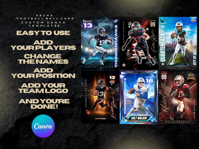 Custom Football Cards Canva Template Bundle Editable Kids Sport Cards Youth Trading Card Template Little League Team Gift image 6