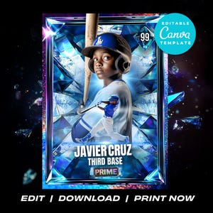 Modello di carte collezionabili personalizzate Canva Carte sportive personalizzate Carta sportiva per bambini Modello di carta sportiva Carte della Little League Carta da baseball per bambini