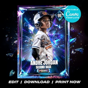 Benutzerdefinierte Sammelkarten Canva Template Benutzerdefinierte Sportkarten Kids Sport Card Sport Card Template Little League Cards Kinder-Baseballkarte