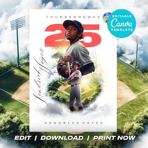 Modello di carte da gioco da baseball personalizzate Canva Modello di carte da gioco personalizzate Modello di carta da baseball modificabile Memorabilia fotografica di baseball giovanile