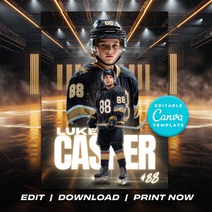 Hockey Trading Card Template Customizable Sports Card Design Digital Download Editable Canva Template for Kids Printable Gift Ideas