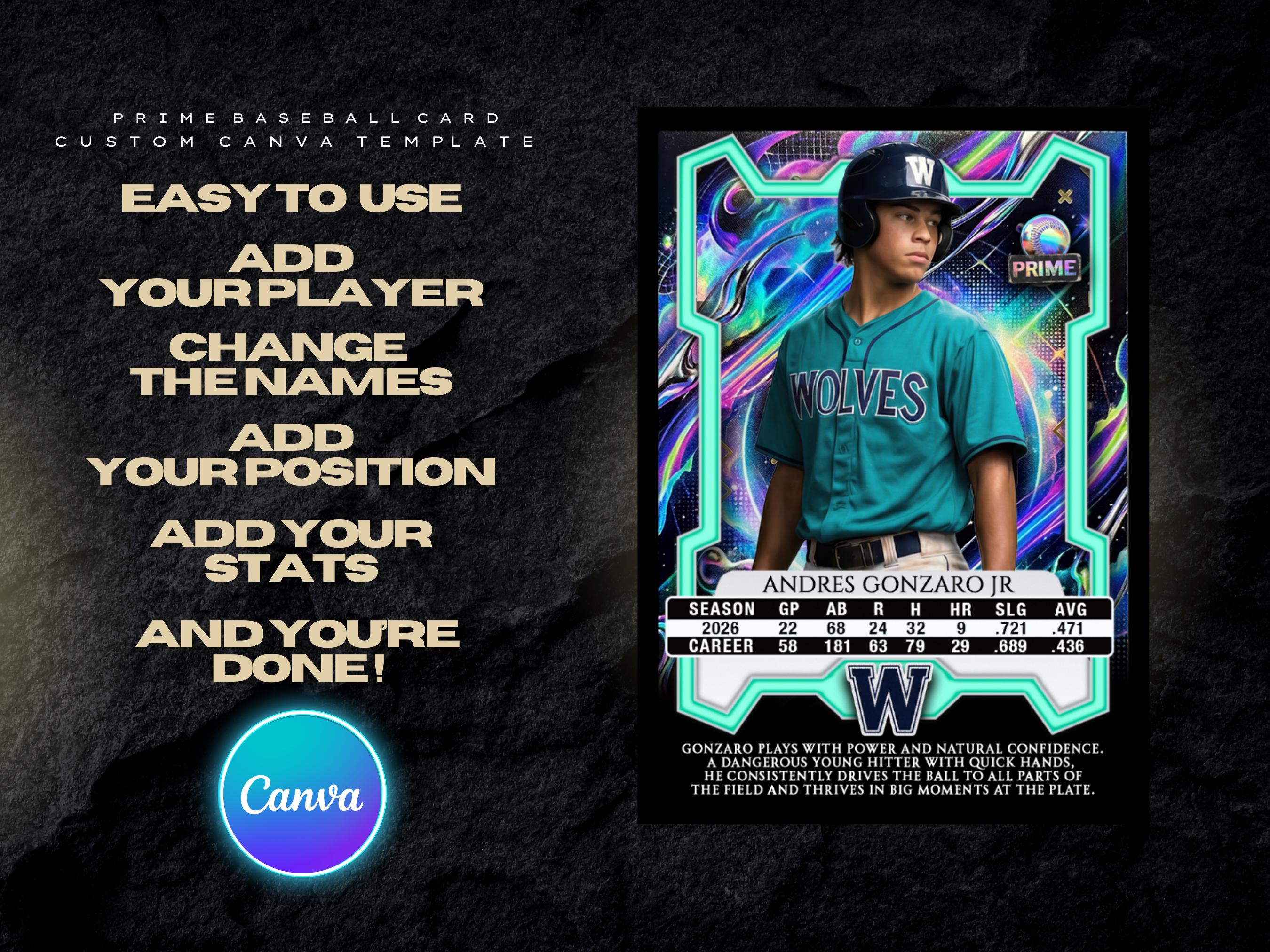 Baseball Trading Card Template Canva – Editable Player Card for Kids ...
