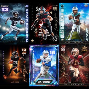 Custom Football Cards Canva Template Bundle Editable Kids Sport Cards Youth Trading Card Template Little League Team Gift