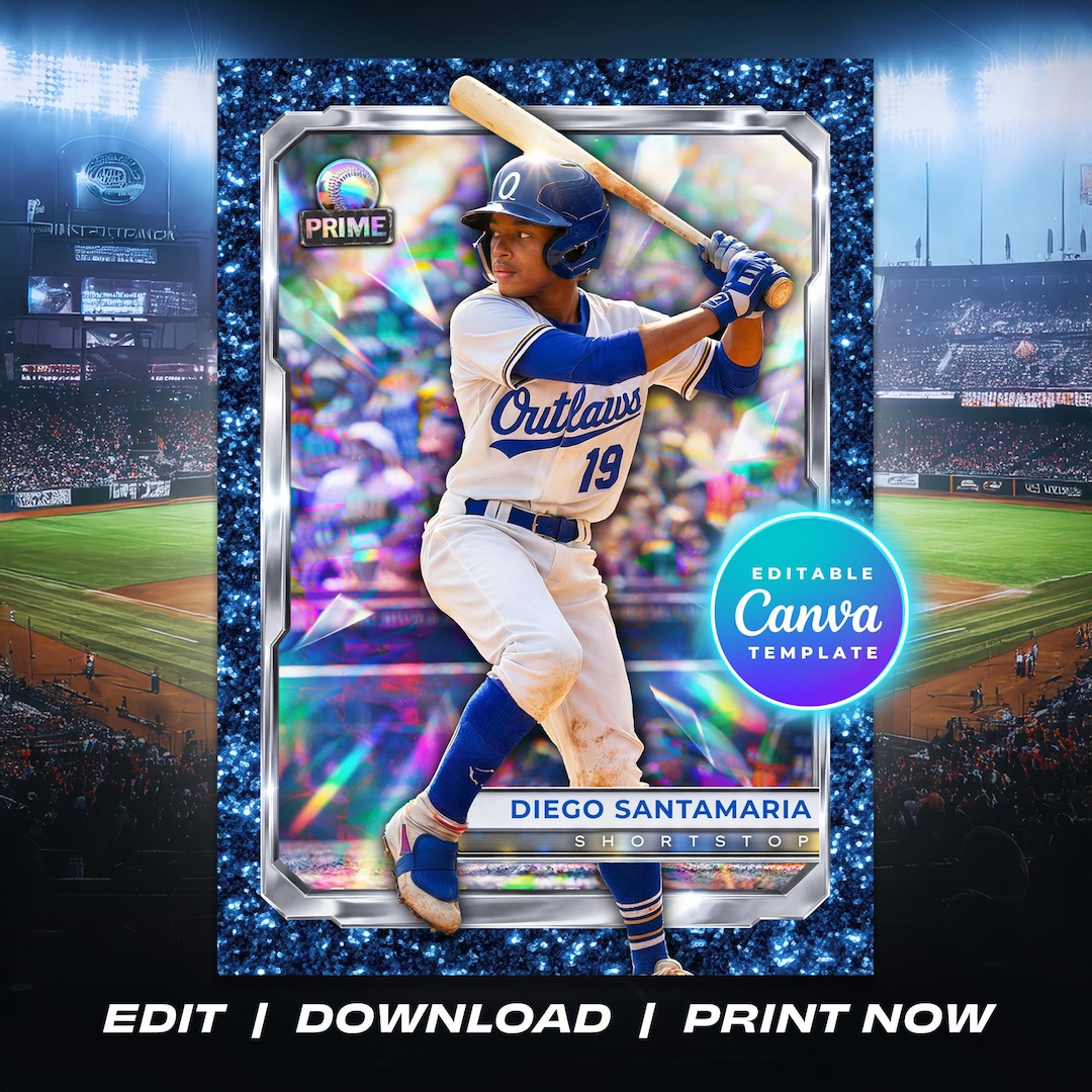 Baseball Trading Card Template Canva Editable Rookie Card Design for ...