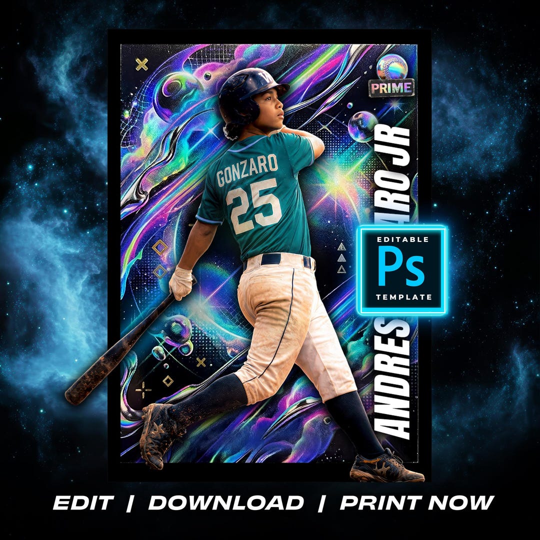 Rookie Baseball Card Custom Template – Editable Photoshop PSD Kids ...