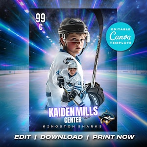 Custom Hockey Card Template Editable Sports Card Custom Trading Cards Canva Template Custom Sport Cards Kids Sport Card Sport Card Template