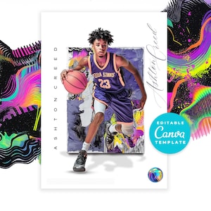 Basketball Card Design Canva Template Kinder Basketball Kartenvorlagen Benutzerdefinierte Sammelkarte Geschenke für Spieler personalisierte Sport-Erinnerungsstücke