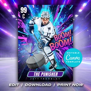 Ice Hockey Trading Cards Template Customizable Player Card Canva Template Personalized DIY Sport Card Printable School Team Gifts