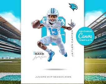 Football Trading Card Template DIY Sport Cards Printable Customizable Player Card Canva Template Personalized School Team Gifts Cards