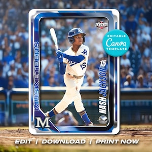 Baseball Card Canva Template Editable Sports Trading Card Custom Baseball Player Card  Vintage Inspired Kids Baseball Card