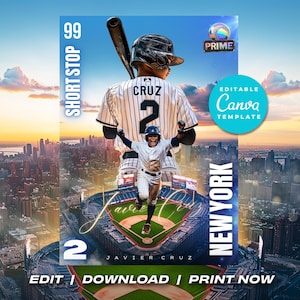 Modello di carte collezionabili personalizzate Canva Carte sportive personalizzate Carta sportiva per bambini Modello di carta sportiva Carte della Little League Carta da baseball per bambini
