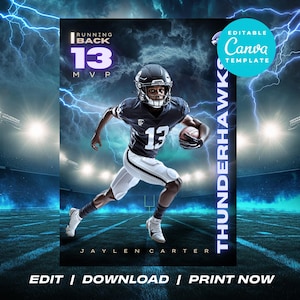 Custom Football Trading Cards Editable Canva Templates for Teams Kids Youth Leagues Personalized Sports Card Design Custom Kids Football