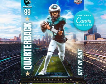 Football Trading Card Template Custom Sports Card for Kids Personalized Player Card DIY Gift Customizable Sports Memorabilia