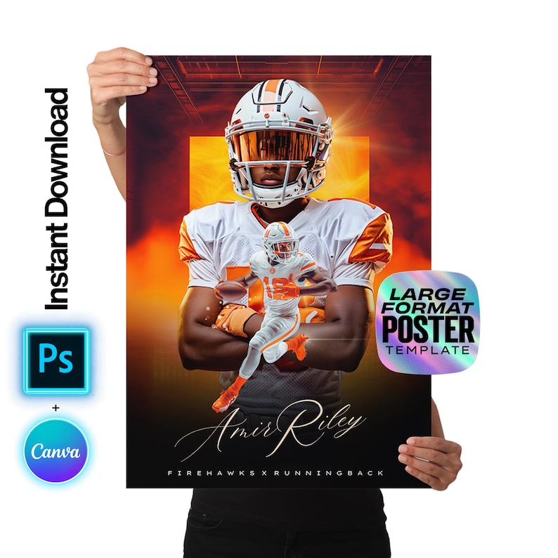 Custom Football Poster Template for Kids | Canva & Photoshop PSD ...