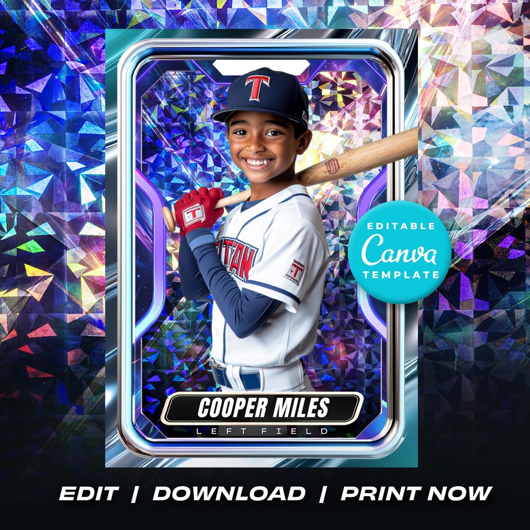 Baseball Trading Card Template Editable Player Card Customizable DIY ...