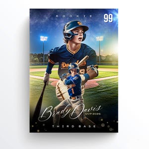 Custom Trading Cards, Canva Template, Custom Sport Cards, Kids Sport Card, Sport Card Template, Little League Cards, Kids Baseball Card