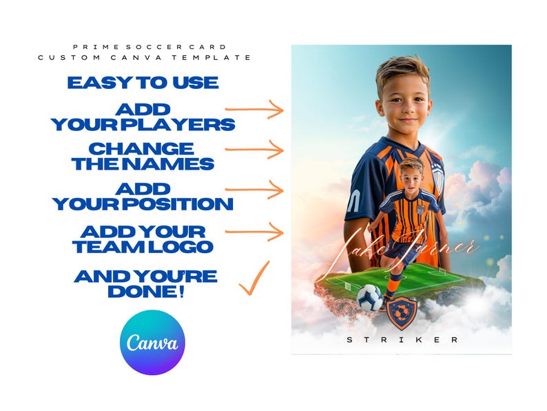 Soccer Trading Card Template Custom Soccer Card Canva Template Editable ...