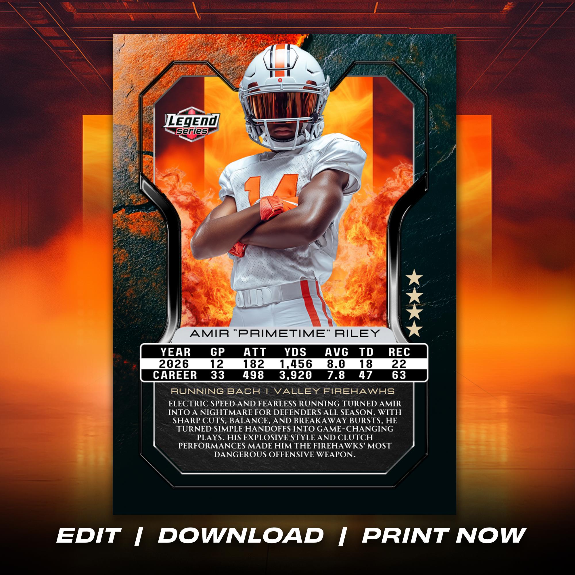Photoshop Football Card Template Editable PSD Sports Trading Card ...