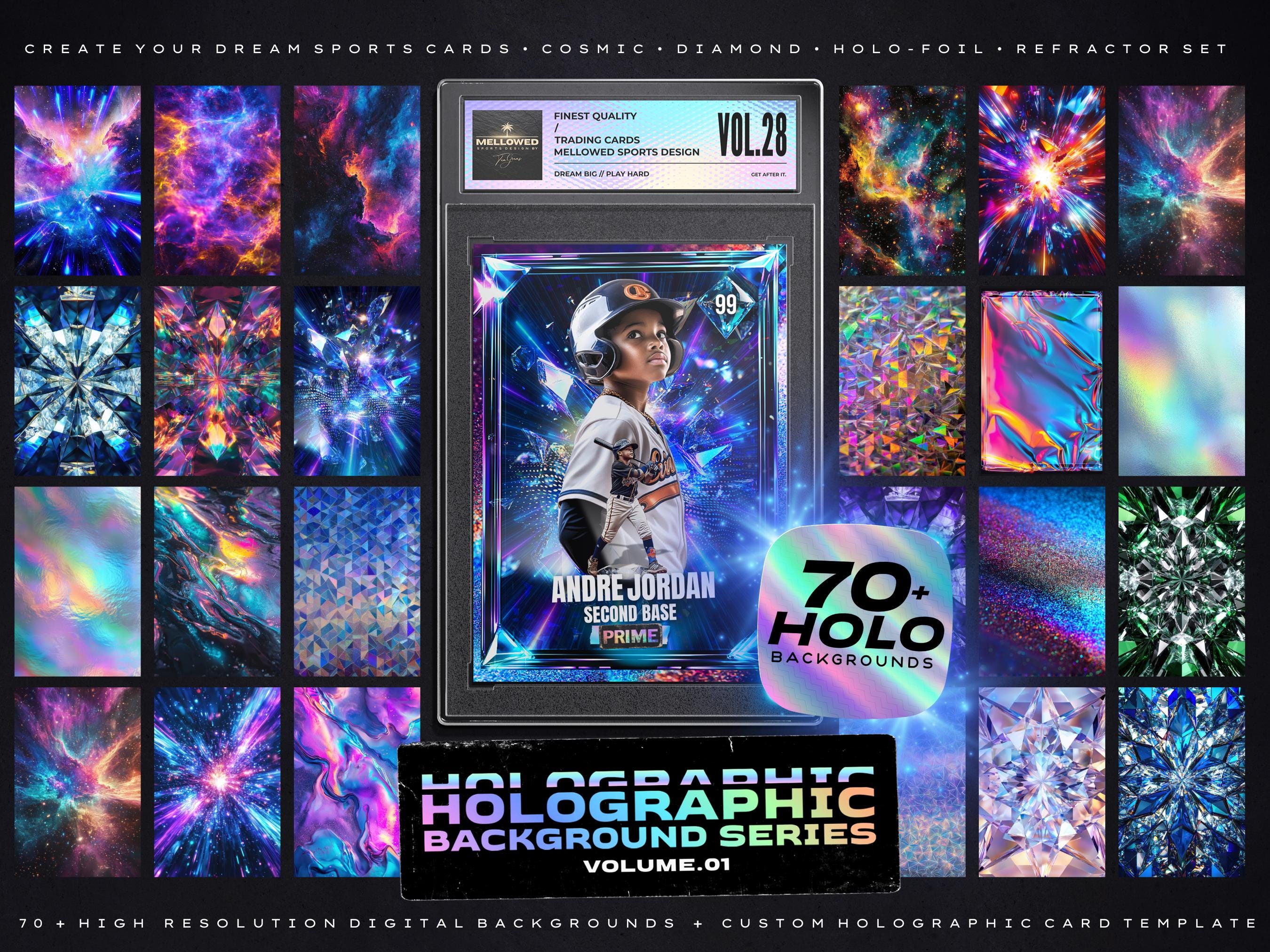 Custom Sports Card Background Bundle 70+ Holographic High-res Trading ...