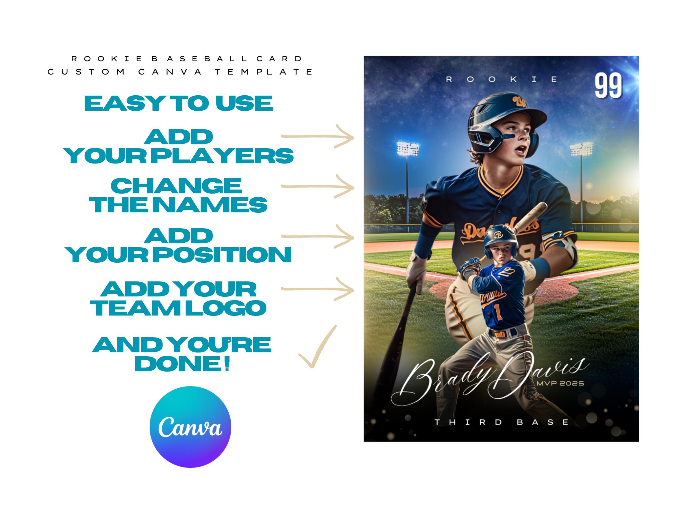 Baseball Players Card Rookie of the Year Trading Card Custom Little ...