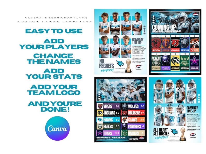 Customizable Sports Team Canva Templates - Editable Designs for Football, Basketball, and More - Digital Download