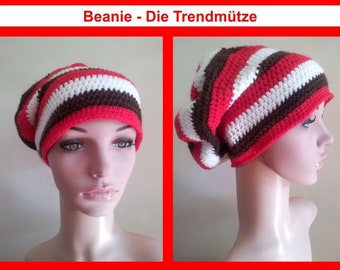 Gehäkelte Long Beanie Mütze