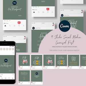 Chiropractic Canva Template For Instagram Post // The Effects Of A Hip Misalignment // Chiropractic Instagram Graphics // Chiropractic