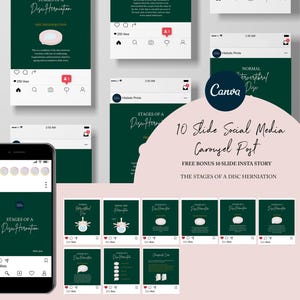 Chiropractic Canva Template For Instagram Post // Stages Of A Disc Herniation // Chiropractic Instagram Graphic // Chiropractic Care