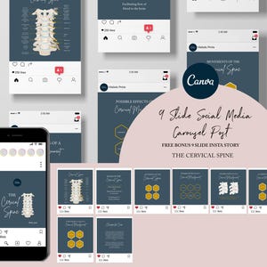 Chiropractic Canva Template For Instagram Post // The Cervical Spine// Chiropractic Instagram Graphic // Chiropractic Care // Subluxation