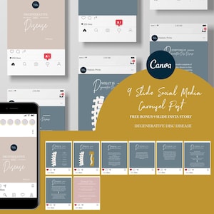 Chiropractic Canva Template For Instagram Post // Degenerative Disc Disease // Chiropractic Instagram Graphics // Disc Herniation