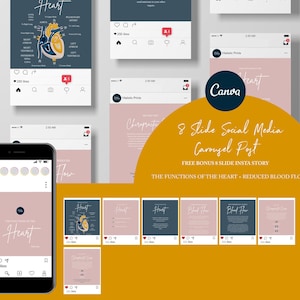 Chiropractic Canva Template For Instagram Post // The Functions Of Your Heart // Blood Flow // Chiropractic Prints // Anatomy