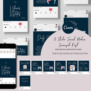 Chiropractic Canva Template For Instagram Post // The Functions Of Your Glutes // // Nervous System // Spine // Muscles // Anatomy