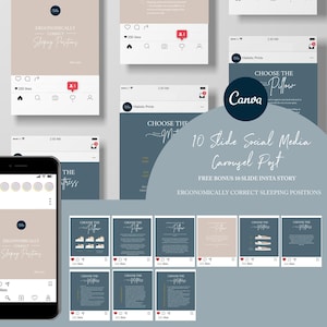 Chiropractic Canva Template For Instagram Post // Correct Sleeping Positions // Chiropractic Instagram Graphic // Chiropractic Care