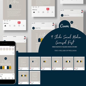 Chiropractic Canva Template For Instagram Post // The 5 Pillars Of Wellness // Chiropractic Instagram Graphic // Chiropractic Care