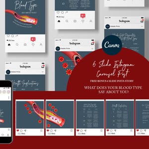 Chiropractic Canva Template For Instagram Post // What Does Your Blood Type Say About You? // Chiropractic Instagram Graphics // Neurology