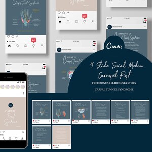 Chiropractic Canva Template For Instagram Post // Carpal Tunnel Syndrome // Spinal Misalignments // Median Nerve