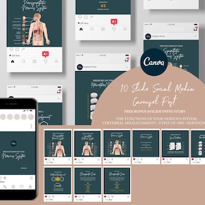 Chiropractic Canva Template For Instagram Post // Nervous System // Chiropractic Instagram Graphic // Disc Herniations // Misalignments