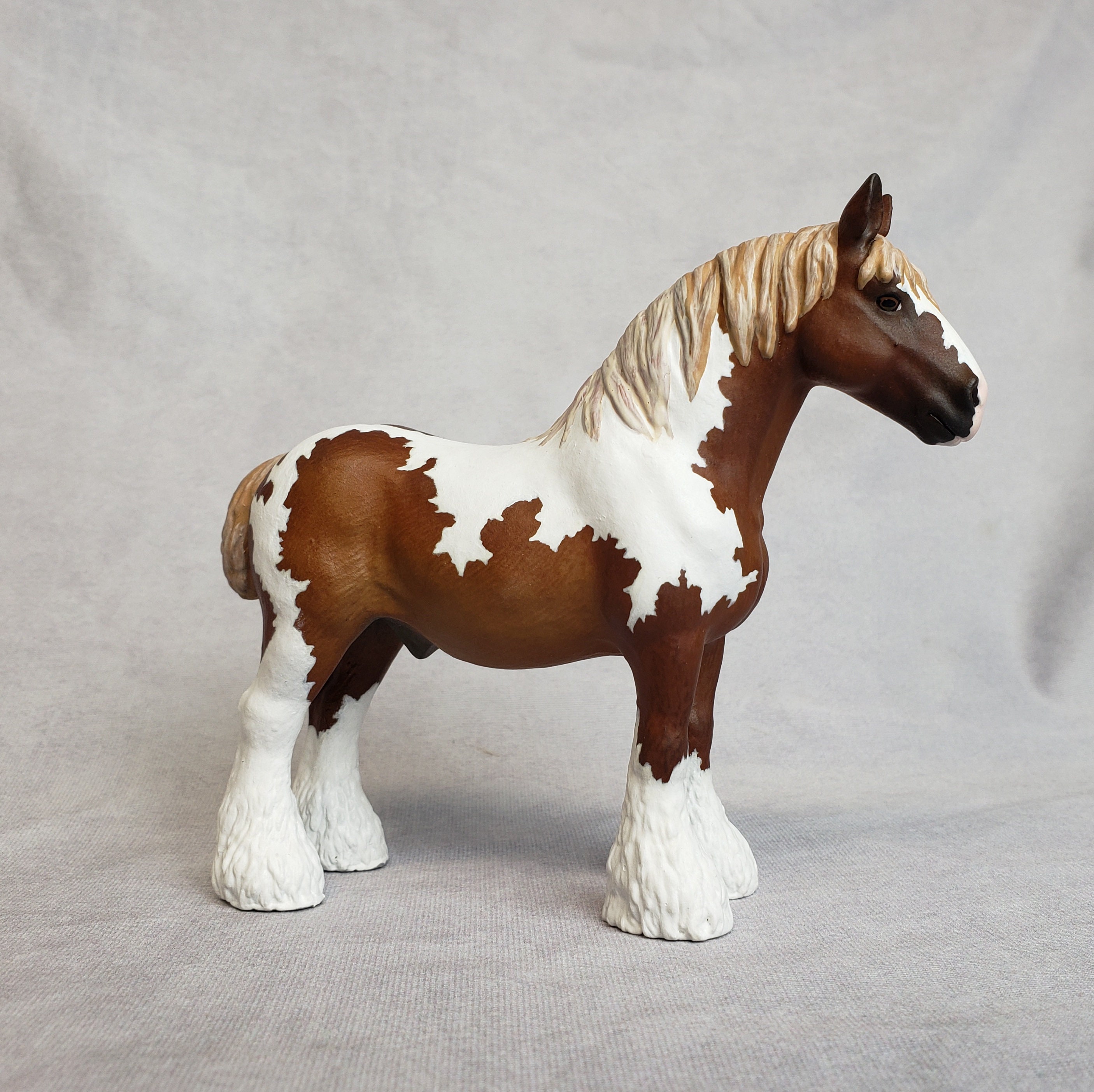 Custom Schleich Horse Repainted Chestnut Tobiano Paint Draft Etsy