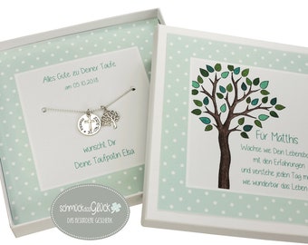 Chaîne baptismale Arbre de Vie Croix en Argent avec Nom de Gravure et Coffret Cadeau Nom Chaîne chaîne pour Baptême Communion Naissance Bijoux Baptême Cadeau Baptismal