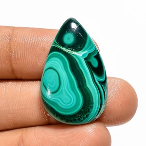 Natural Malachite Gemstone , Pear Shape Malachite Gemstone Cabochon , Designer Malachite For Pendant Jewelry Making Supply 29x18x6 MM 37.5Ct