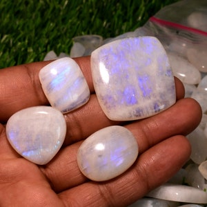 Natural Rainbow Moonstone Cabochons , Wholesale Rainbow Moonstone Cabochon Lot, Loose Moonstone Cabochon, Moonstone Jewelry Making Supply