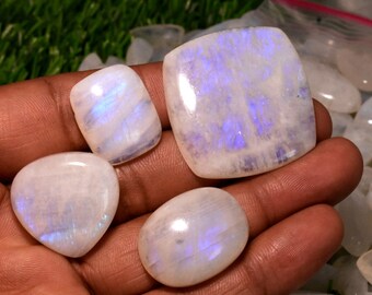 Natural Rainbow Moonstone Cabochons , Wholesale Rainbow Moonstone Cabochon Lot, Loose Moonstone Cabochon, Moonstone Jewelry Making Supply