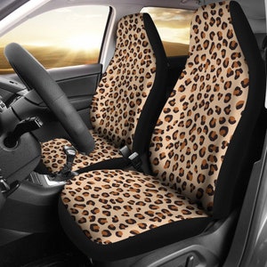Leopard Animal Print Beige Tan Color Car Seat Covers Set Universal Fit ...