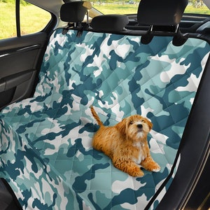 Gray Camo Dog Hammock for Car Truck SUV Waterproof Dog Seat Protector Back  Seat Cover in Grey Camouflage for Pets Washable Cars SUVS Trucks 