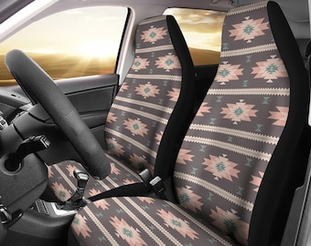 Showudesigns African Ethnic Style Front Bucket Seat Covers Set of 2 Aztec Boho Print Car Seat Covers Universal Fit for Vehicle Sedan and Jeep Auto Interior Protector