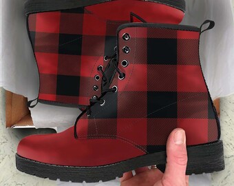 plaid combat boots