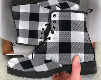 boots with plaid cuff