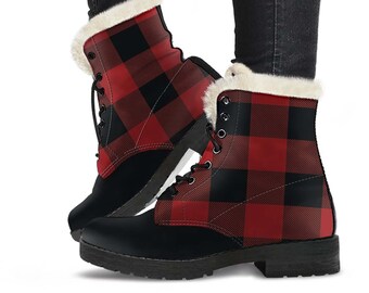 buffalo check snow boots